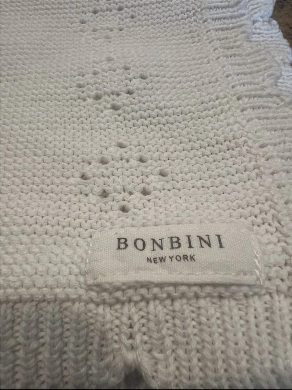 Bambini Knitted Baby Blanket In White Smoke Free Pet Free Nursery Baby Shower